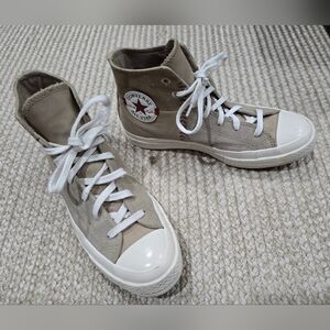 Converse High-Top Sneakers in Beige and White